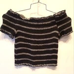 Eden in Love Black & White Stretch Crop Top Size L